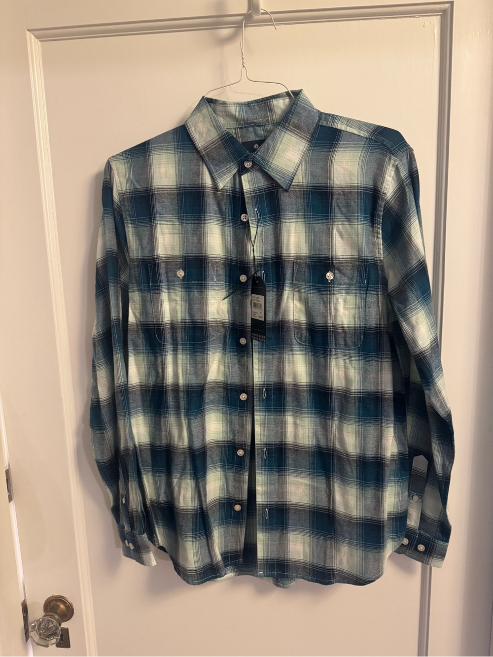 Ben Sherman Blue and White Plaid Button-Down Shirt
